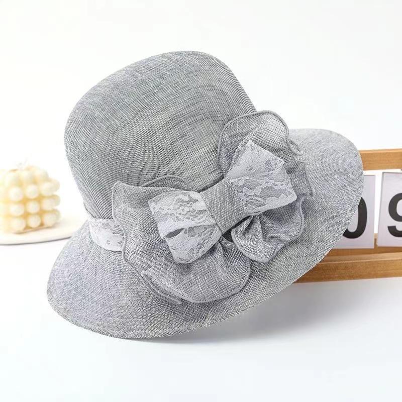 

JYL TS DIY Соломенная шляпа для пожилых с широкими полями Защита от солнца Плетеная солома bowgray_M(56-58cm） жженая сиена