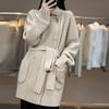 Women's Elegant Casual Thickened Mid-Length Cardigan Lazy-Style Knit Jacket