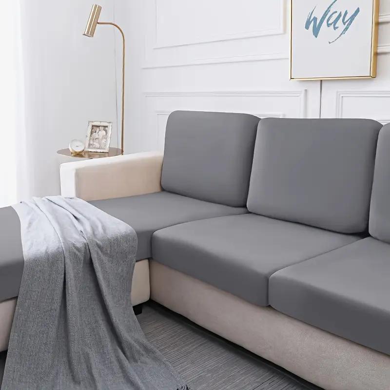 1pc Spandex Cushion Cover Solid Color Elastic Sofa Cover Pet-friendly Couch Protective Case Furniture Protector for Living Room
