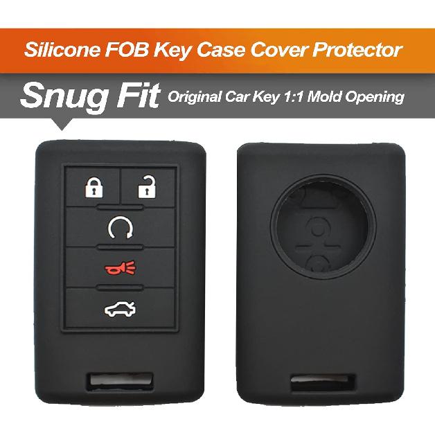 Silicone Key Fob Cover Fit for Cadillac ATS CTS DTS Escalade Escalade ESV SRX STS XTS Corvette Smart 5 Buttons Key Fob | Car Accessories | Remote Key