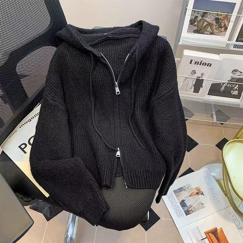 Women's Loose Knitted Hooded Cardigan Coat - Autumn/Winter 2025