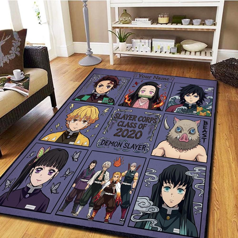 Name Custom Demon Slayer Kimetsu no Yaiba Carpet for Living Room Bedroom Home Decor Movie Themed Play Floor Mat -HE31