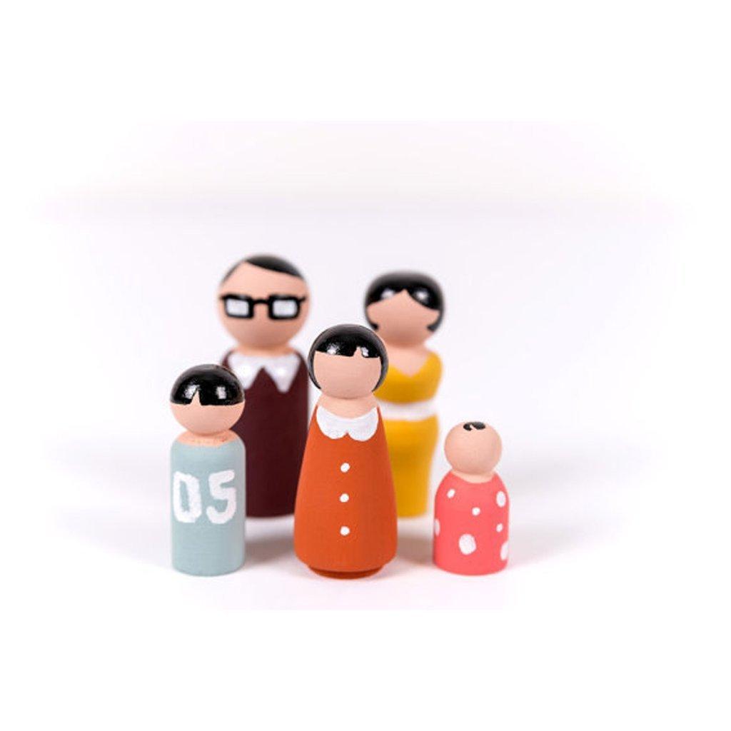 Family Peg Dolls Wooden Unpainted DIY Decor Wedding Cake Topper Home Ornament Kids Toys Crafts 5PCS/Set