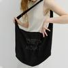 embroidery big shoulder bag (black)