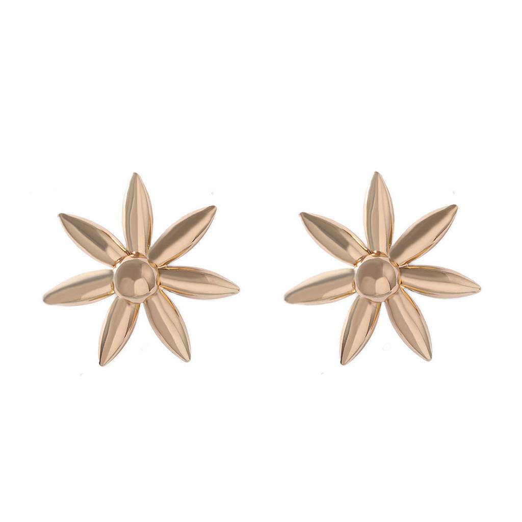 European and American Simple Fashion Retro Cold Wind Metal Texture Flower Sunflower Exaggerated Versatile Stud Earrings Women's Models