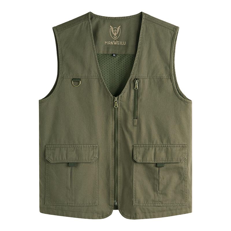 Men's High-End Mountain Style Outdoor Vest - Pure Cotton, Fishing & Camping Gilet Jacket