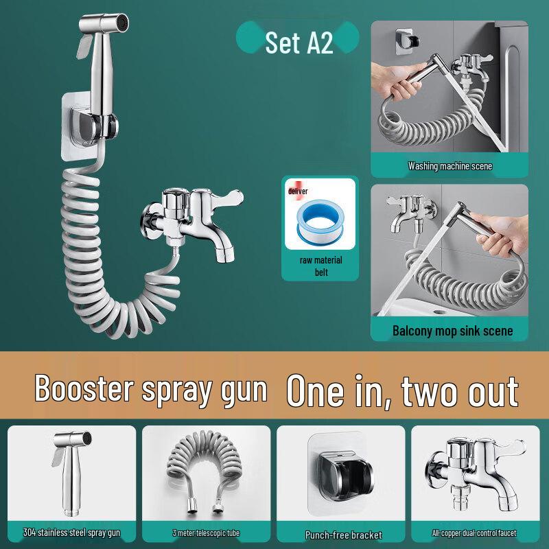 ZISIZ Stainless Steel Mop Sink Faucet with Dual Control & Spray Gun