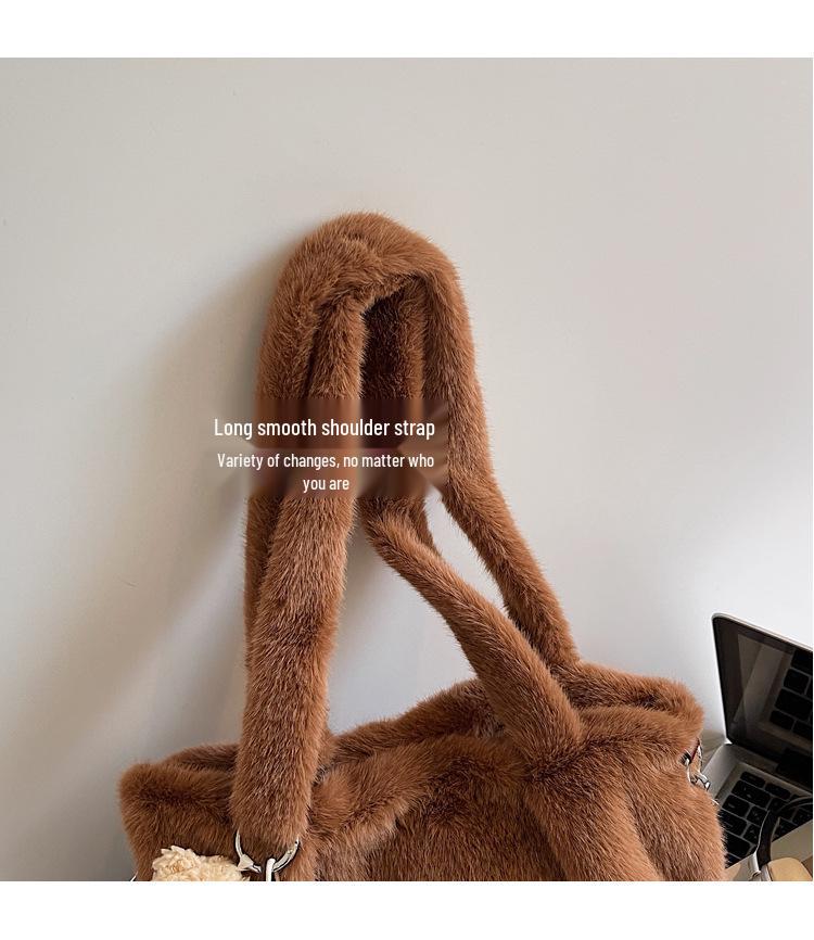 Schicke Plüsch-Umhängetasche für Damen - 2025 Herbst/Winter Nischen-Design Schulterhandtasche