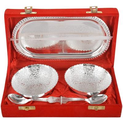 Versilbertes Metallschüssel-Set mit königlicher Samtbox, Kapsel-Tablettschüsseln - 5-teiliges Set, 100 ml