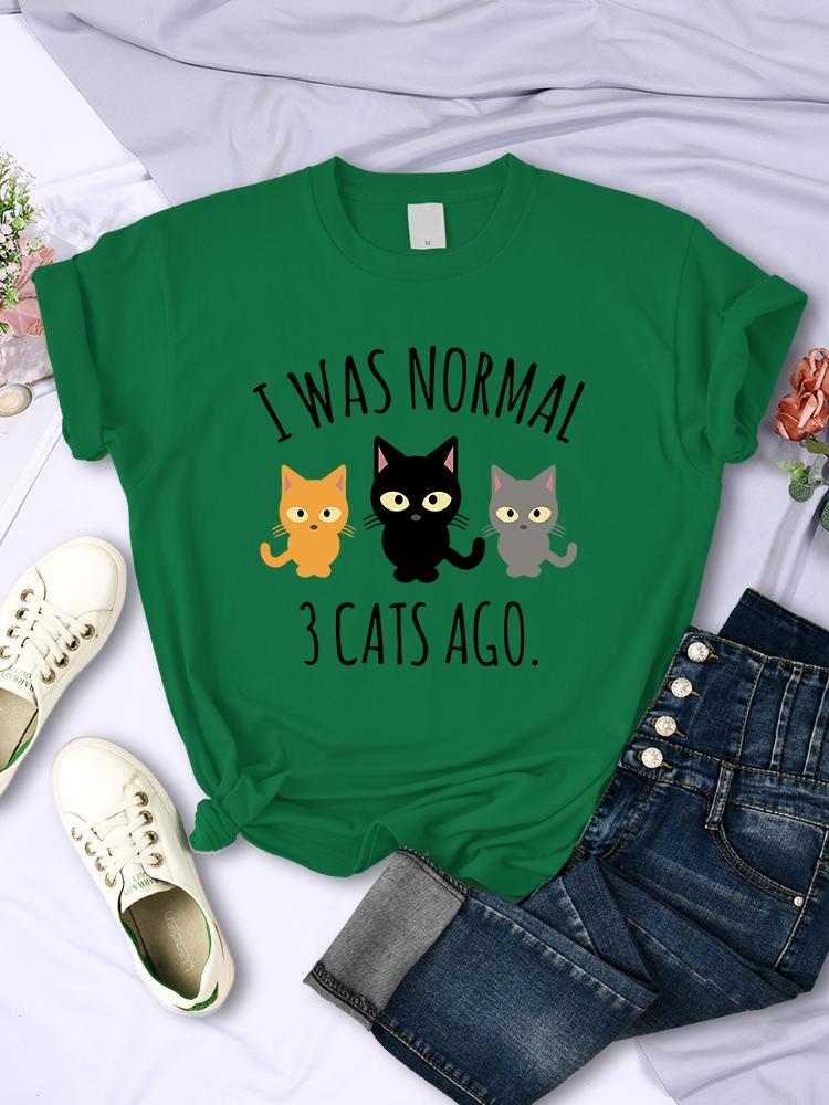 

Футболки с принтом «I Was Normal 3 Cats Ago» для женщин, повседневная многоцветная футболка, летняя футболка с коротким рукавом и круглым вырезом в стиле хип-хоп 4XL