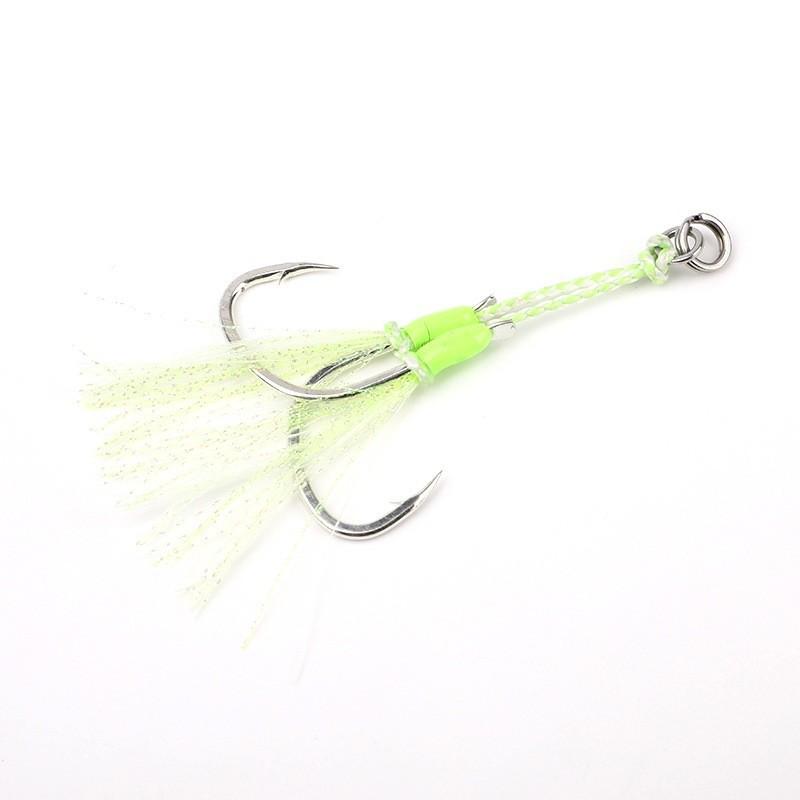 

Светящийся двойной джиг-крючок для морской рыбалки - Стальная проволока для королевской и испанской макрели, морского окуня 2/0 (60~120g)