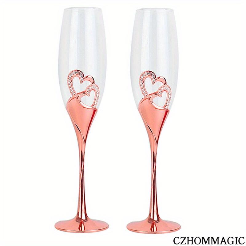 2 pezzi da 6,76 once in cristallo di calici da champagne, bicchieri da sposa per la sposa e lo sposo, tazze da brindisi, set regalo per coppie, in vetro fatto a mano, fidanzamento, matrimonio, Ann