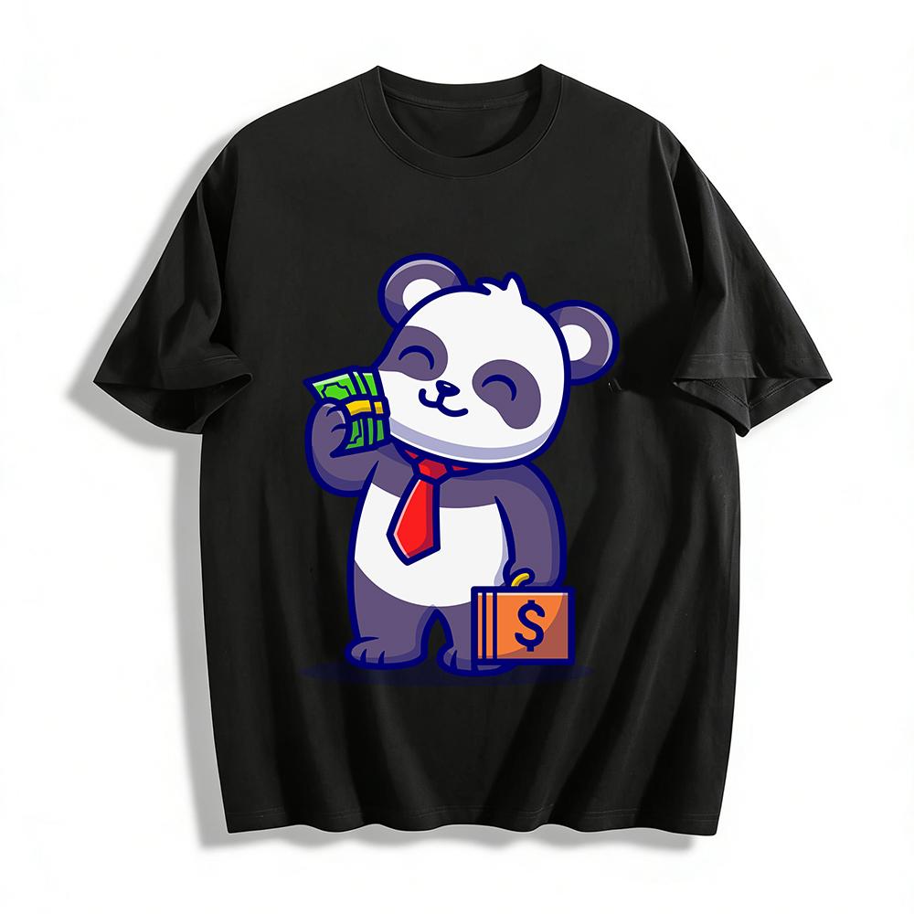 

Money-Making Panda Print Unisex Casual Trendy Versatile Top Pure cotton T-shirt XXS