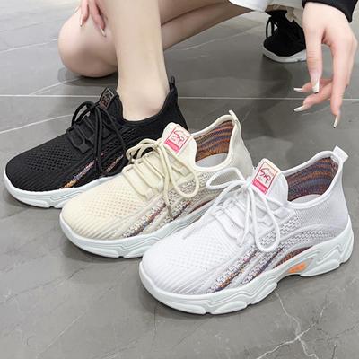 Damskie buty sportowe Gruba podeszwa Podwyższające Buty codzienne Oddychające Buty damskie z latającej tkaniny