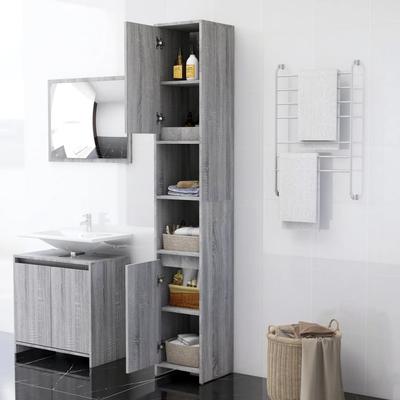 Bathroom Cabinet Gray Sonoma 30 X 30 X 183.5 Cm Particleboard