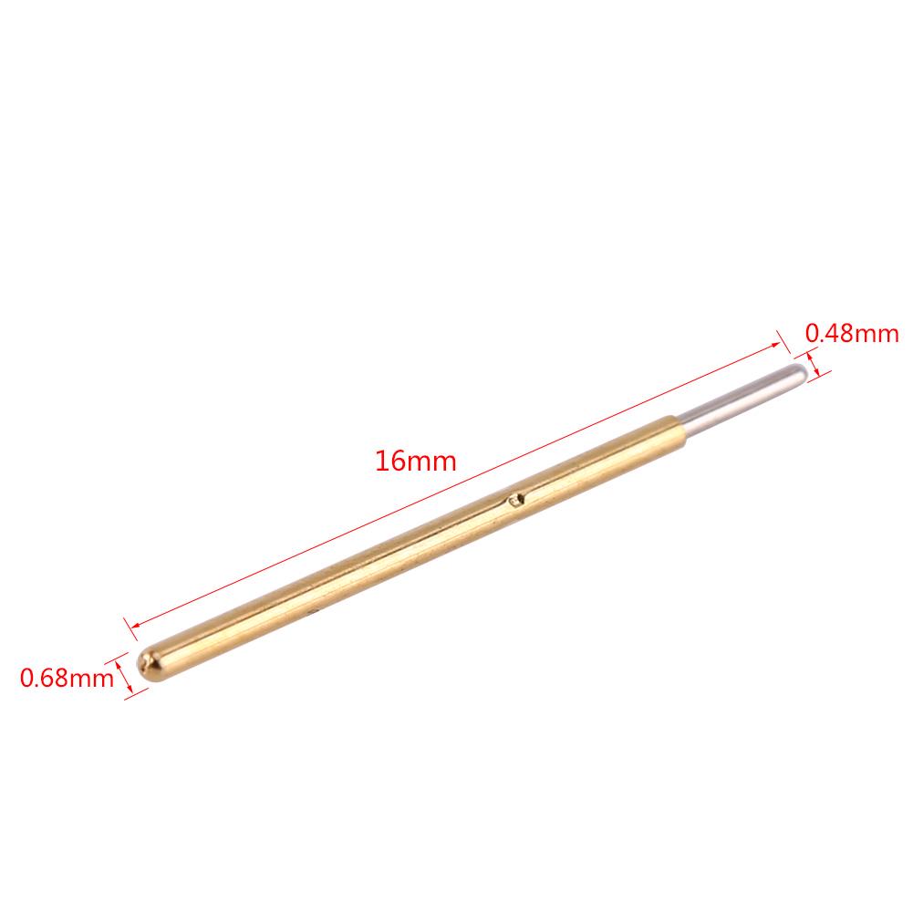 100pcs P50 J1 Dia 0.68mm Length 16mm Spring Test Probe Round Head Pin for PCB Testing