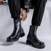 British Style Mens Fashion Chelsea Boots  Designer Square Toe Shoes Cowboy Original Leather Boot Handsome Ankle Botas Mans