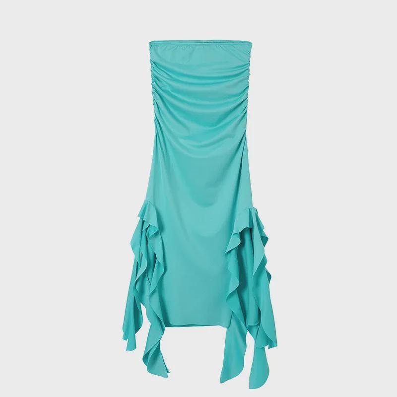 2024 Spring/Summer European-American Trend One-Shoulder Tube Top Slim Fit Irregular Dress for Women