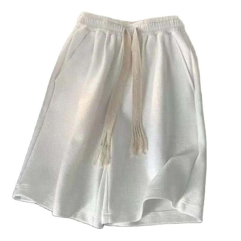 Solid Shorts Summer Men's Fashion Trendy Brand Lightweight Drawstring Basketball Sports Fitness Middle Pants