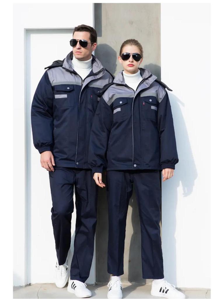 Winter Insulated Wear-Resistant Workwear Suit: Warm Cotton Coat for Outdoor, Gas Station, Toll Station, Shipyard Work