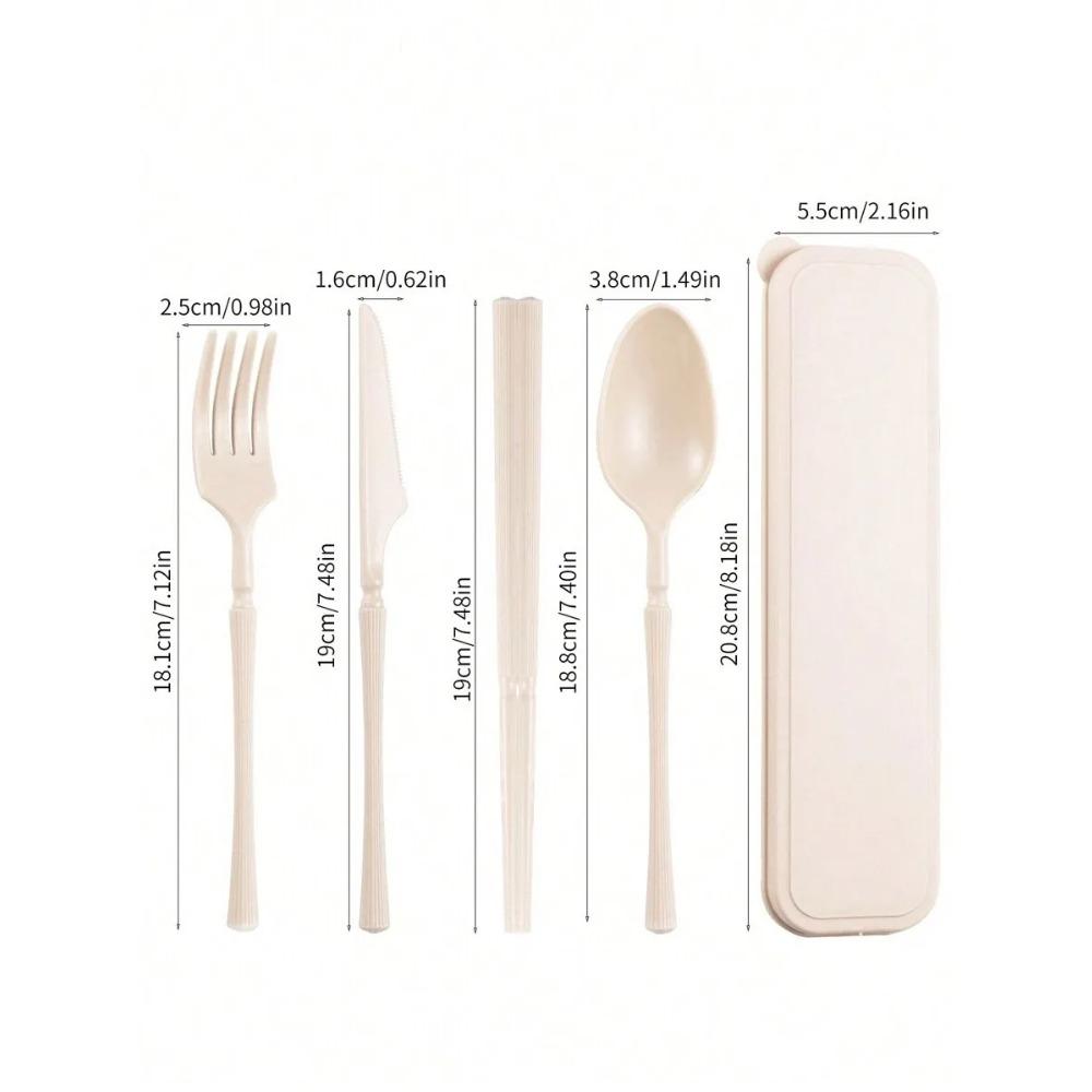 1pcs Knife, fork, spoon and chopsticks plastic tableware set, reusable, suitable for picnics, camping, and student supplies
