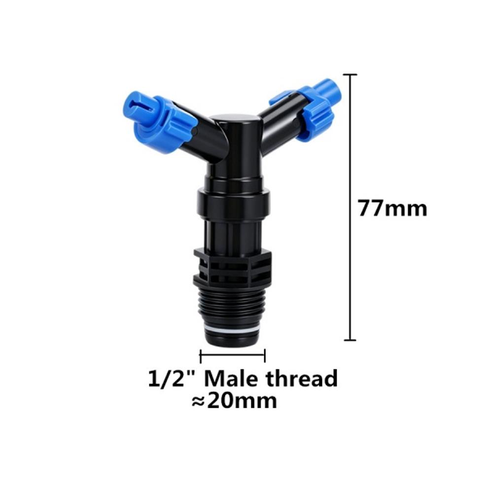 Y-shape Automatic 360 Degree Rotating 2-outlets Sprinkler Head 1/2" 3/4" Male Thread Garden Agriculture Lawn Irrigation Sprayer