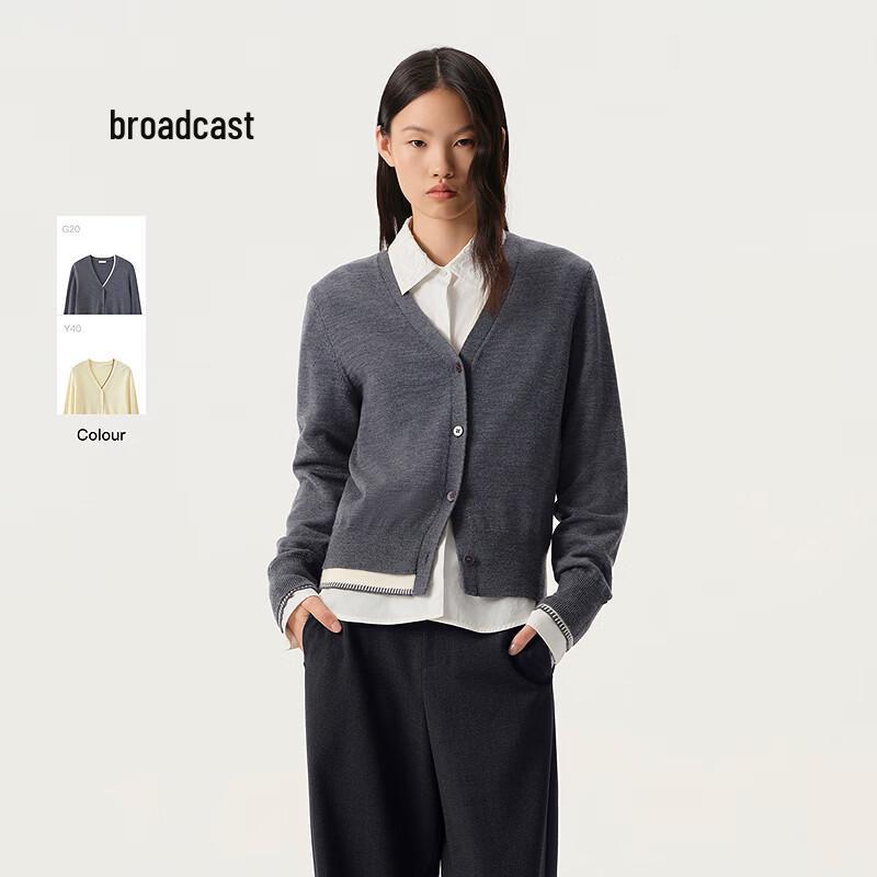 

Broadcast Women s Basic Color-Block Wool Knit Cardigan M