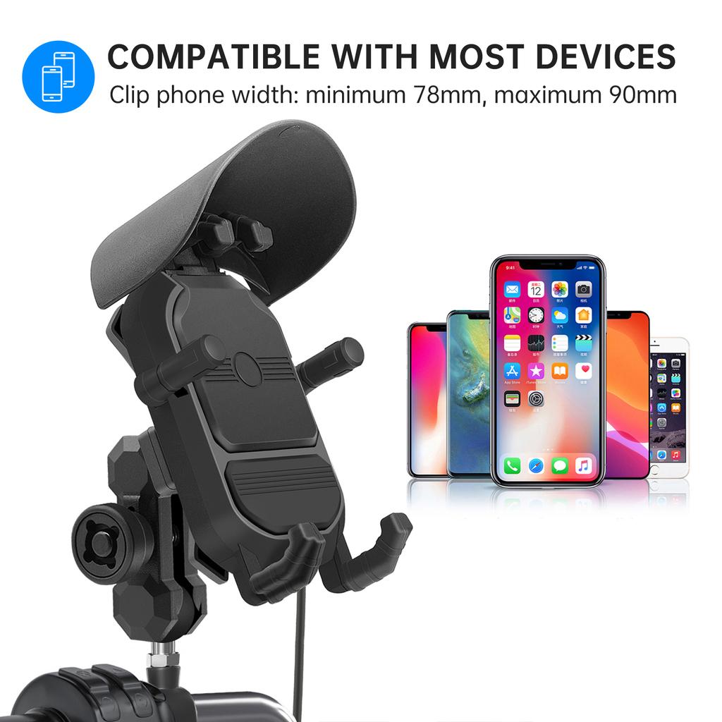 Ball Head Model, Motorcycle Phone Holder, 15W Wireless Fast Charging Phone Holder, Rain Proof and Anti-shake Takeaway Navigation Holder