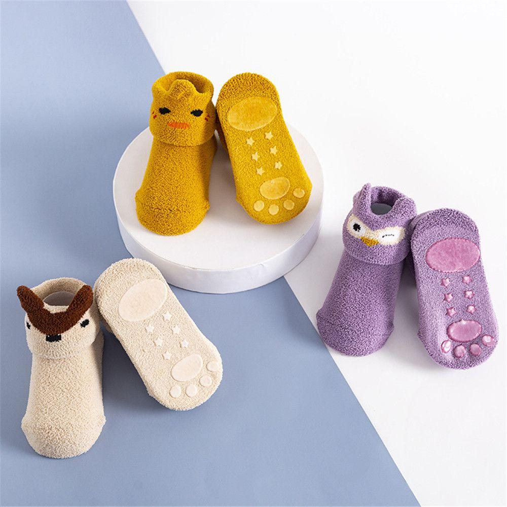 Plush Cute Animals Thickening Anti-slip Slippers Coral velvet socks Floor Sox Newborn Toddler Socks