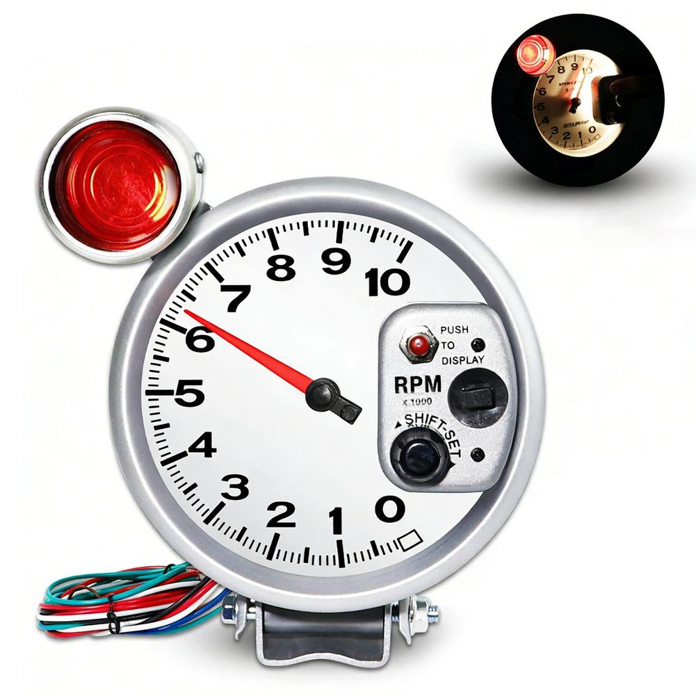 Long Lasting Automotive Gauge LED Tachometer 10000 RPM LED Tachometer Intuitive Layout Aluminum Plastic Construction