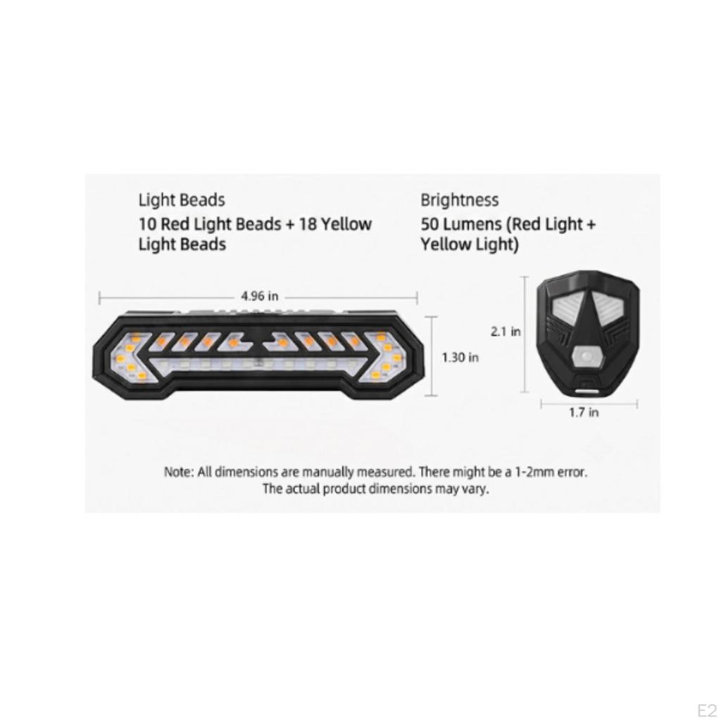 Bike with Turn Indicators | directionalShaped Led Segments, UsbC Rechargeable, Remote, for