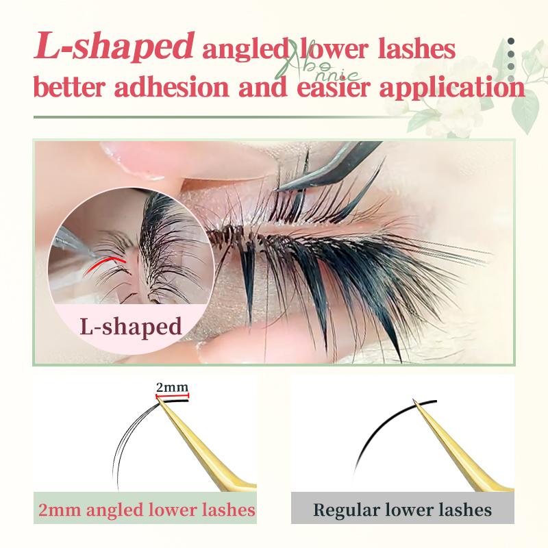 Abonnie LJ LB Pre-Bundled Bottom Eyelashes J B Camellia Lashes Automatic Fanning 5-7mm Eyelash Extensions Comic Lashes Manga