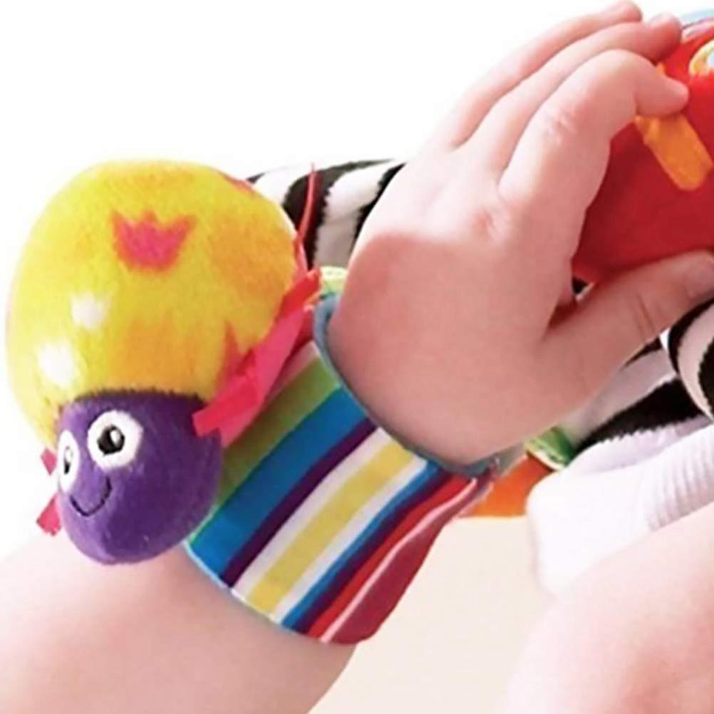 1 Pair Baby Wrist Rattles and 1 Pair Socks Rattles Set Educational Development Plush Toys Baby Gift