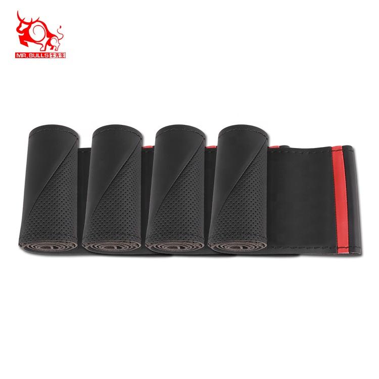 Gloss Universal Hand Sewn Artificial Black Leather Car Steering Wheel Covers for toyota for honda
