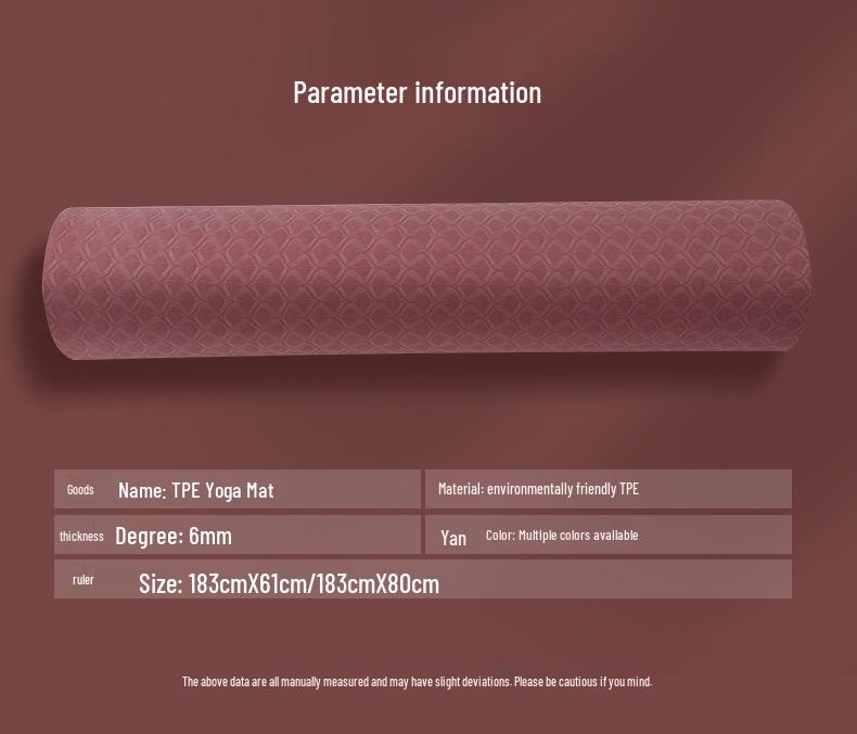 TPE Non-slip Thickened Yoga Mat for Home Fitness – Silent, Shock-Absorbing, Portable Exercise Mat