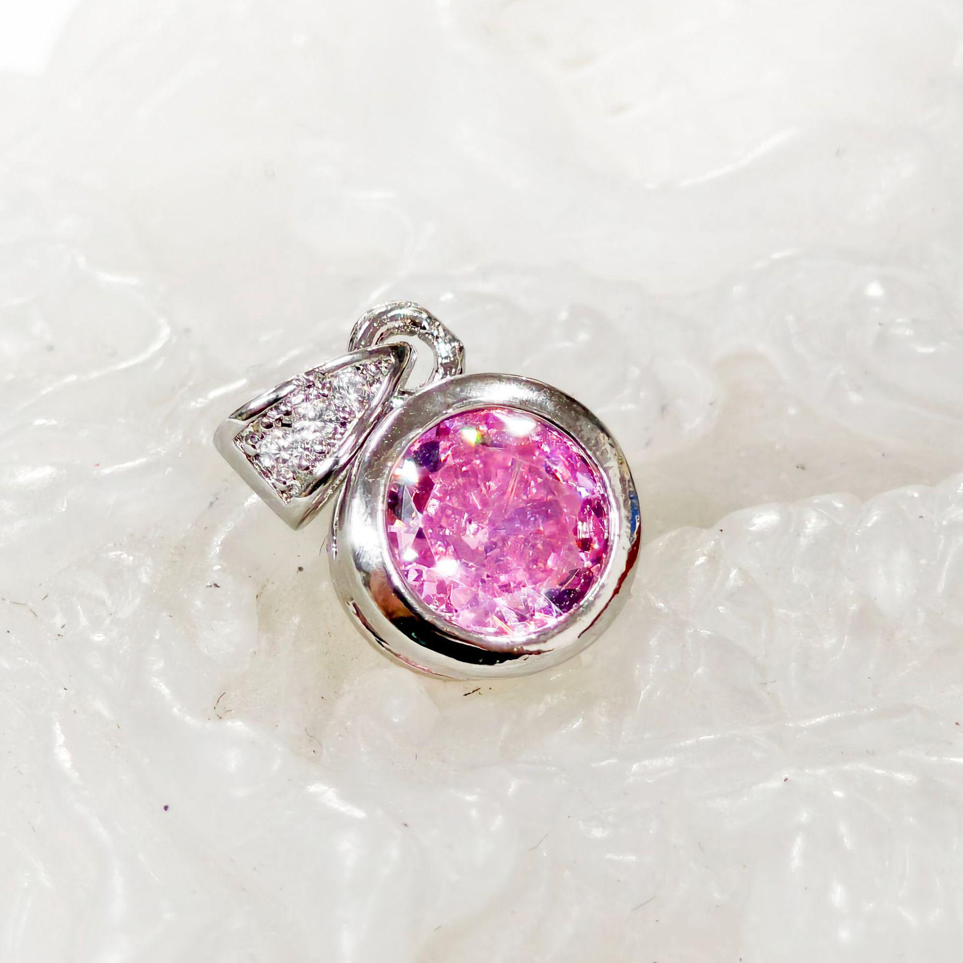 Gessen Jewelry: Round Zircon Pendant – Colorful Korean-Japanese Sweet Style Necklace