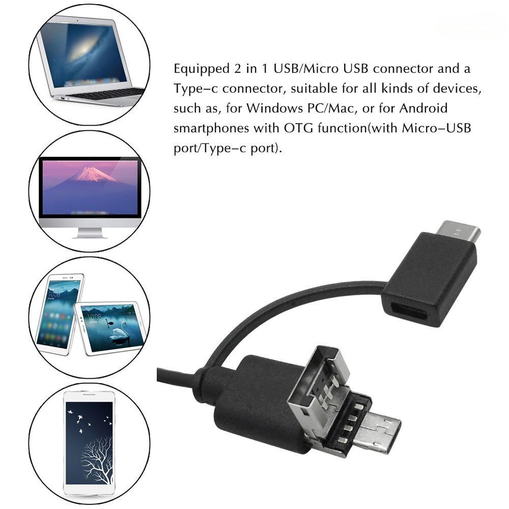 Portable Digital USB Microscope 8MM HD Inspection Magnifier IP67 Waterproof 10X-200X Magnification Camera