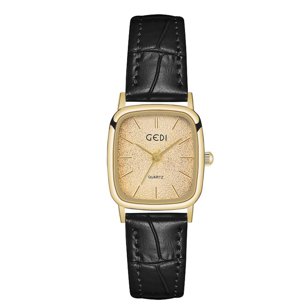 Exquisite, Small, High-Value Women'S Watch, Small Sugar Cube, High-End Quartz Watch, Women'S Retro Leather Watch