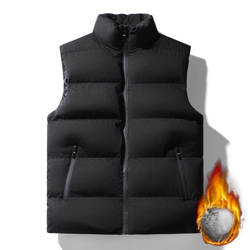 

Autumn and Winter Vest Men s Trend Casual Thickened Thermal Stand-up Collar Down Cotton Vest Vest Vest Vest 5XL чорний