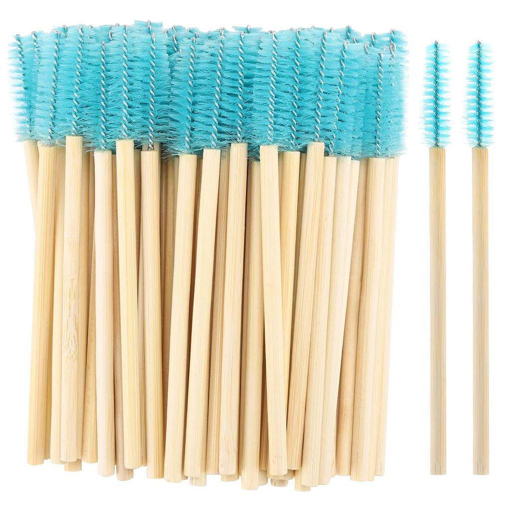 Factory Eco Bamboo Wood Handle Eyelash Brush Applicators Beauty Makeup Spoolies Nylon Hair Cosmetic Makeup Lash Wands