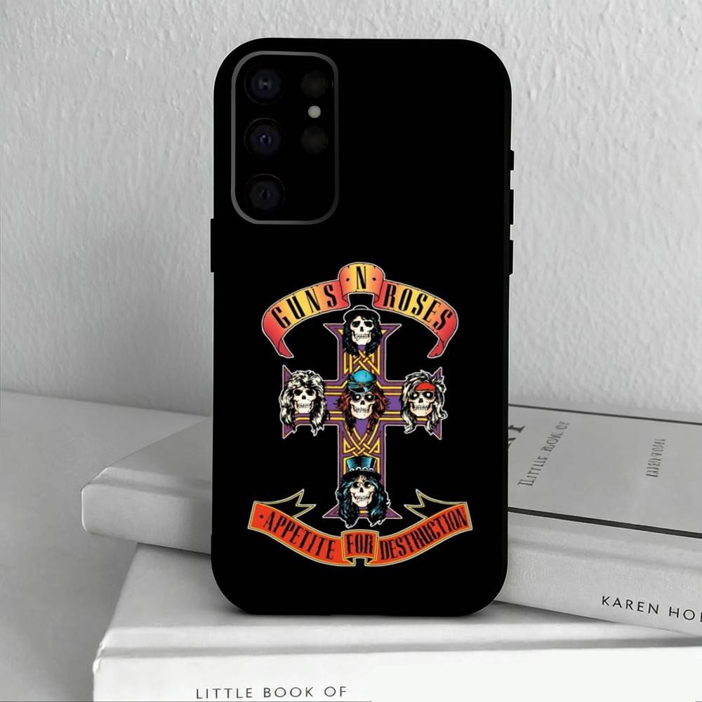 Band G-Guns-S N R-Roses Phone Case For Samsung S25,S24,S21,S22,S23,S30,Ultra,S20,Plus,Others Soft Black Cover
