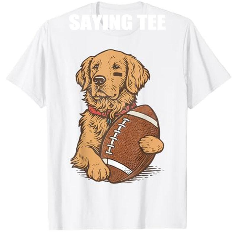 

Golden Retriever Dog Football Game Day Touchdown Season TShirt Humor Funny Athletes Y2k Graphic Outfit Dog Lover Saying Tee Top S