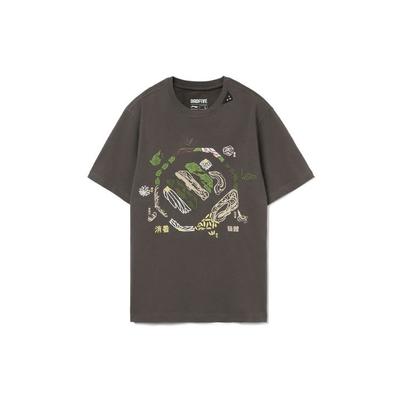 Li Ning Badfive Casual Sport Bedrucktes Rundhals-T-Shirt Herren Tops Street-Grau AHSR469-4