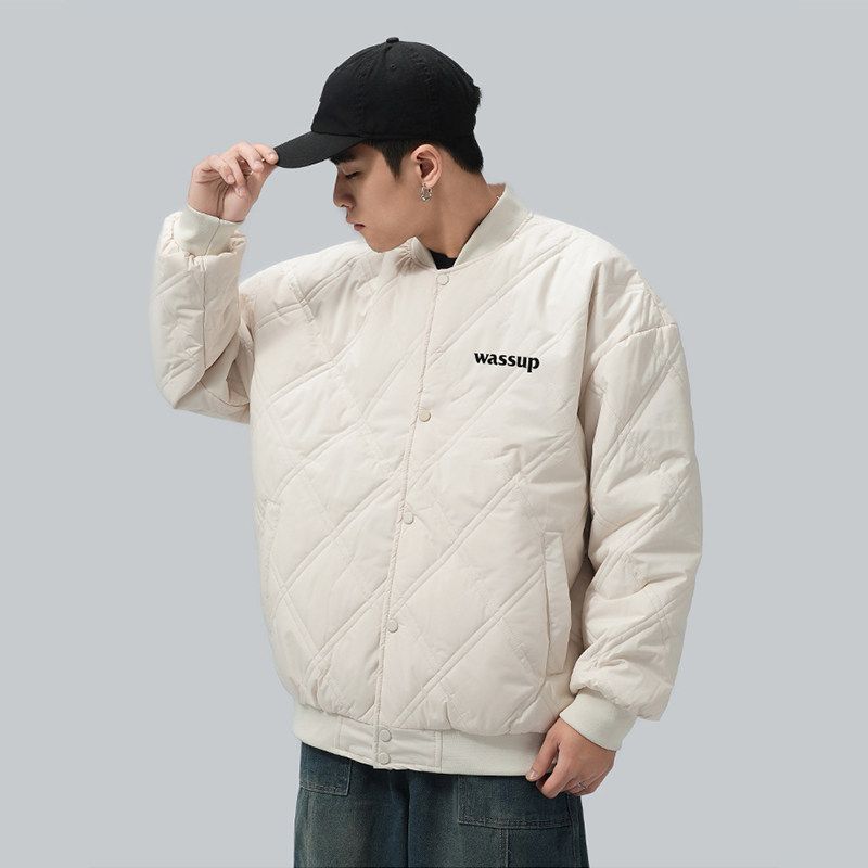 

Wassup Heods Trendy Baseball Jacket Japanese Style Loose Casual Letter Plaid Jacket for Men and Women Autumn and Winter Khaki XL(Recommendation 80-90kg)