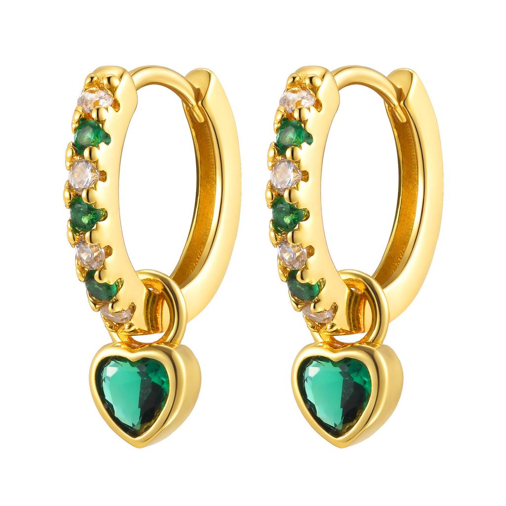 Women's Small Huggie Hoop Earrings, Heart Cubic Zirconia Dangle Earring,fashion Puncture Jewelry Ear Accessories