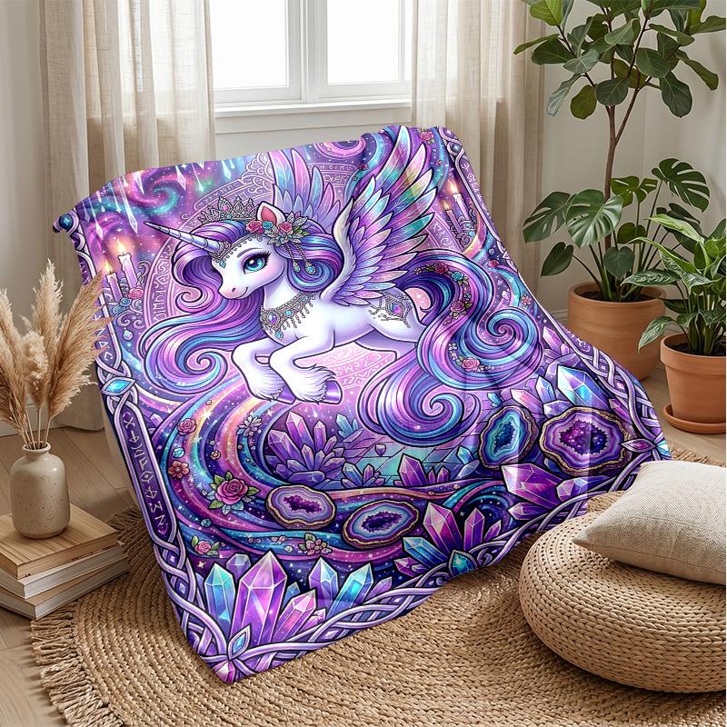 Fairy Winged Unicat Theme blanket Lightweight Warm Flannel Blanket Decorative Throw Blanket for Home Decoration
