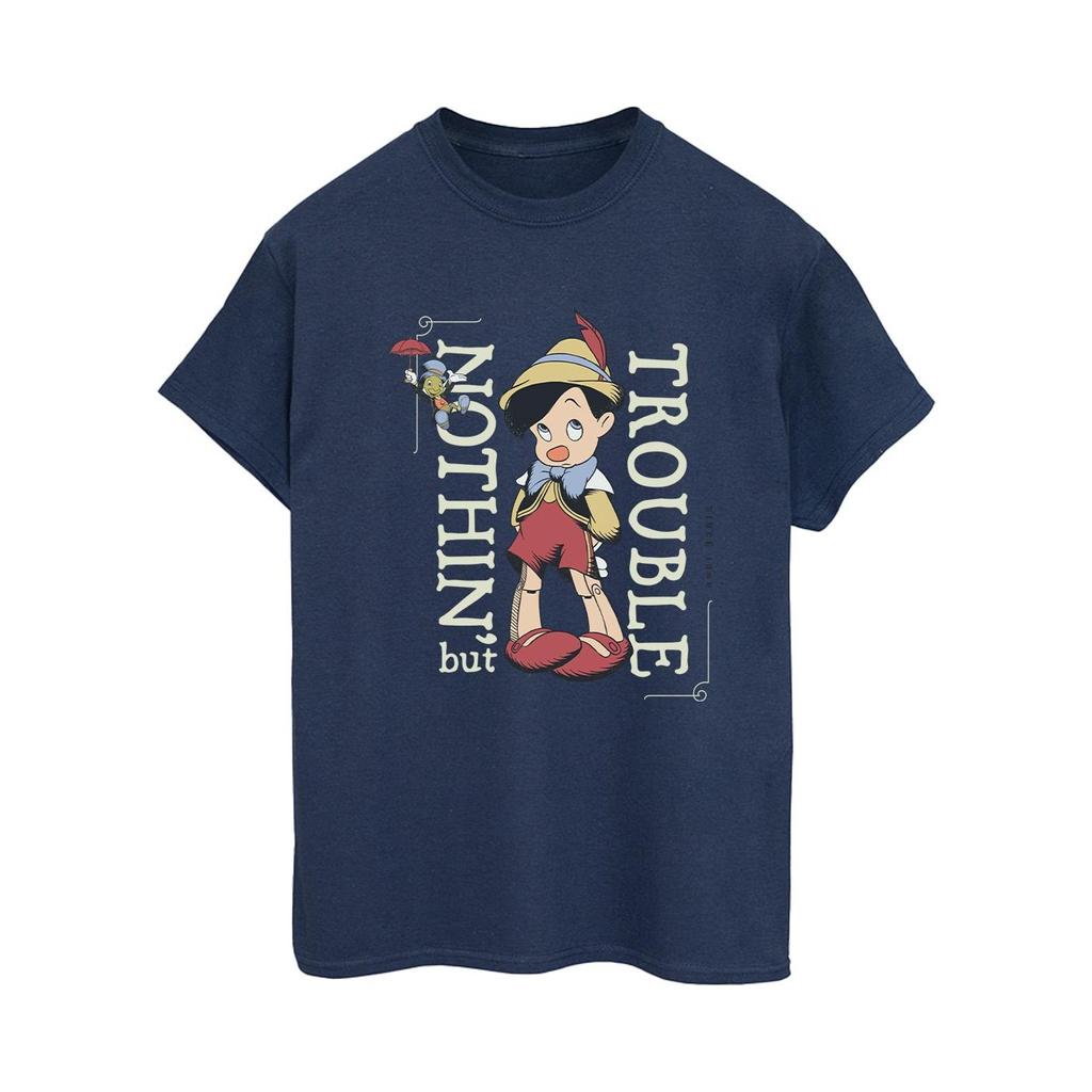 Disney Womens/Ladies Pinocchio Nothing But Trouble Cotton Boyfriend T-Shirt