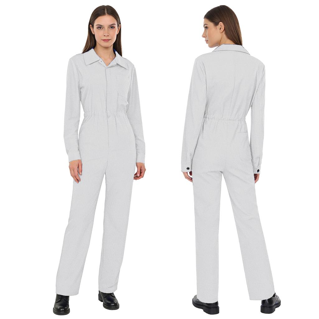 Womens Long Sleeve Coverall Mechanic Uniform Workwear Boiler Suit Overalls Loose Fit Jumpsuit Rompers