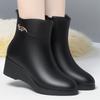 Wedge heel short boots women's, autumn and winter soft leather boots comfortable Martin boots velvet leather shoes medium heel women's boots