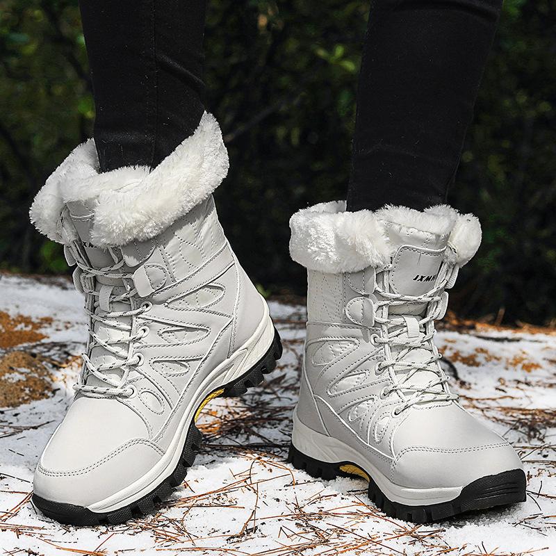 New Outdoor Travel Sports Large Size Snow Boots Winter Fleece Warm Medium Boots Ski Hiking Shoes
